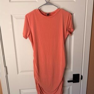Express Velvety Coral T-Shirt dress
